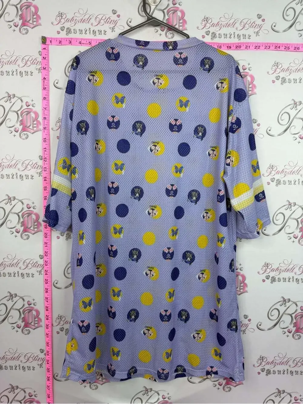 Lining jersey shirt polka dot animal print butterfly’s purple blue yellow